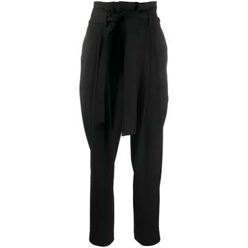 high-waist belted trousers