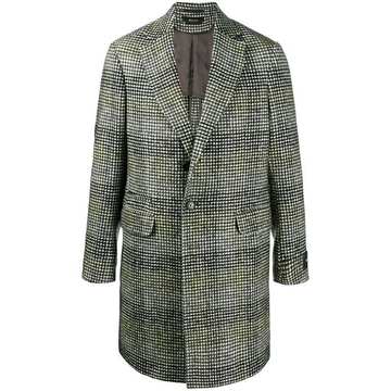 houndstooth check single-breasted coat