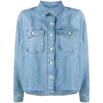 flap-pocket denim shirt