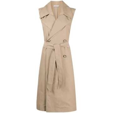 sleeveless belted trench coat