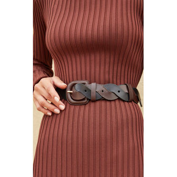 Deidre Wavy Pieced Two-Tone Leather Belt