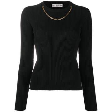 chain-detail ribbed-knit jumper