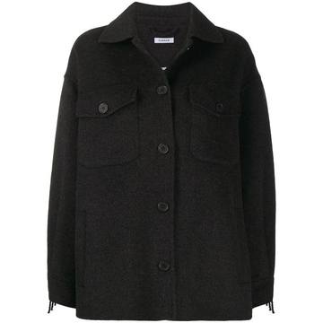 fringed felt single-breasted coat