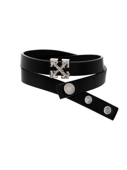 Black arrow plaque leather wrap bracelet展示图