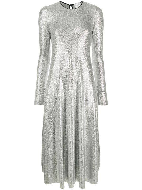 metallic shimmer midi dress展示图