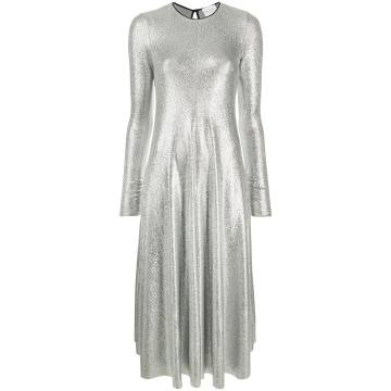 metallic shimmer midi dress