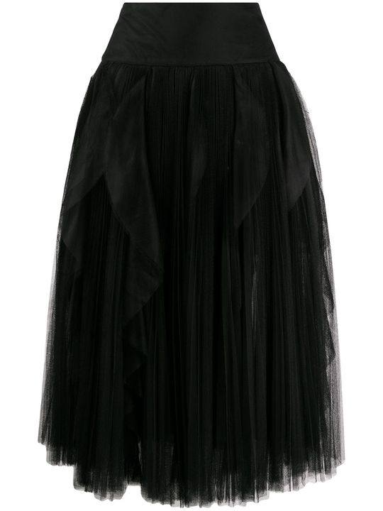 pleated ruffle tulle midi skirt展示图