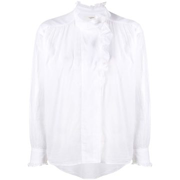 ruffled-collar cotton blouse
