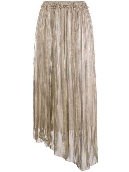 asymmetrical metallic pleated skirt展示图