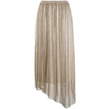 asymmetrical metallic pleated skirt