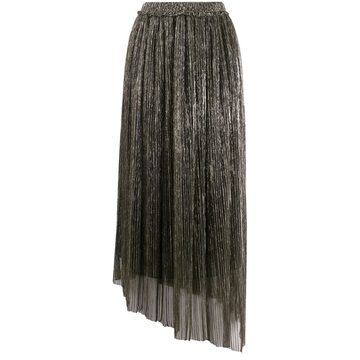 asymmetrical metallic pleated skirt