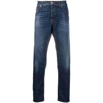 high-waisted straight leg jeans