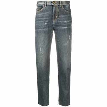 distressed straight-leg jeans