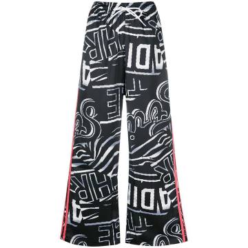graphic print wide-leg trousers