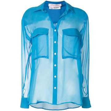 long-sleeve sheer blouse