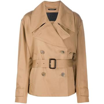 short cotton gabardine trench