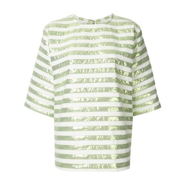 GREEN STRIPED SQUARE TOP