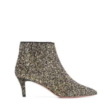 high heeled two tone glitter boots