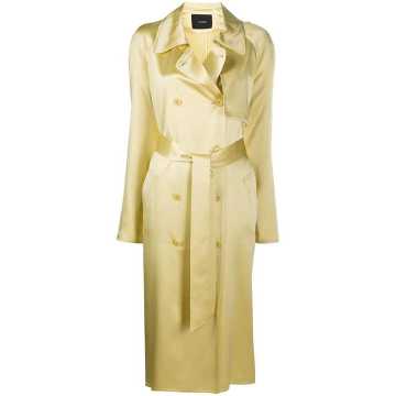 silk double-breasted trench coat