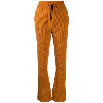 ribbed-knit flared trousers