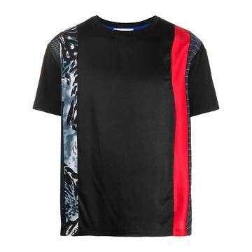 short-sleeved contrasting stripe T-shirt