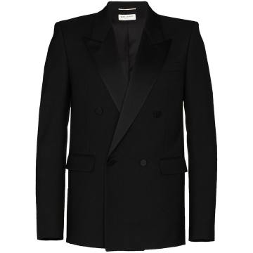 double-breasted wool smoking jacket