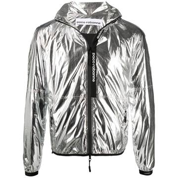 metallic hooded jacket