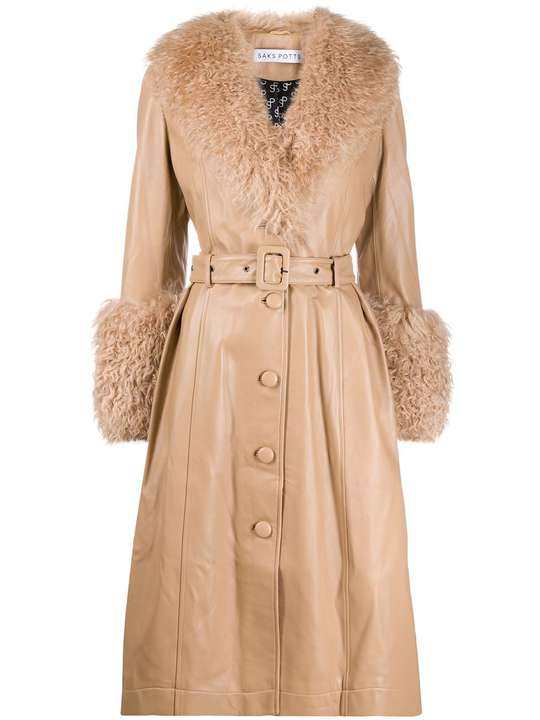 Foxy curly shearling trench coat展示图