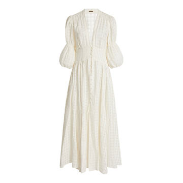 Willow Button-Front Linen Gauze Midi Dress