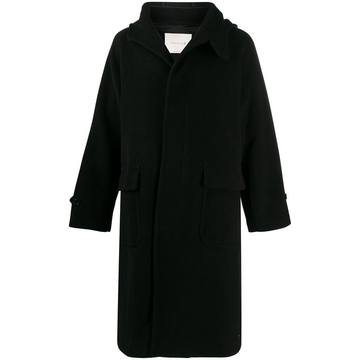 hooded mid-length coat