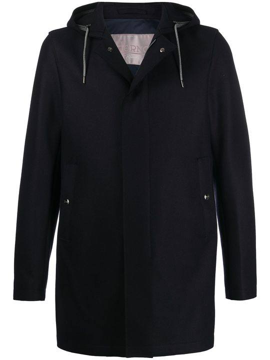 single-breasted drawstring-hood coat展示图