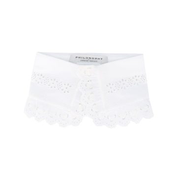 perforated embroidered short