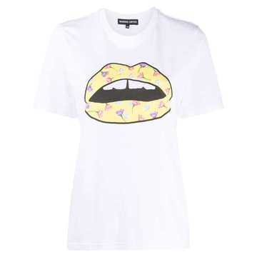 lip-print crew-neck T-shirt