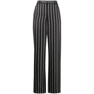 chain print wide-leg trousers