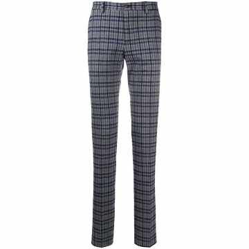 houndstooth-print slim-fit trousers