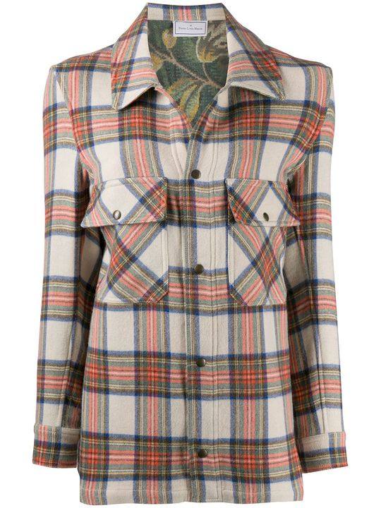 tartan-pattern wool shirt jacket展示图