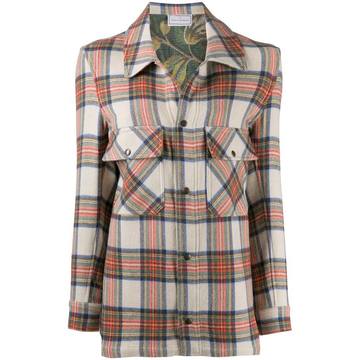 tartan-pattern wool shirt jacket