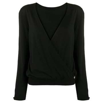 wrap front V-neck jumper