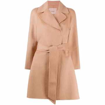 belted felt midi coat