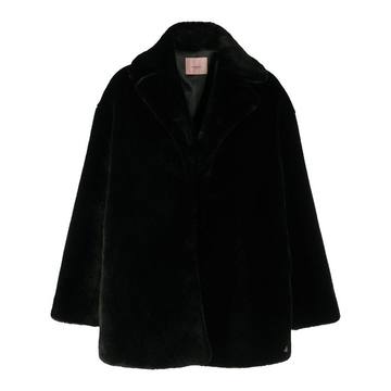 faux fur single-breasted coat