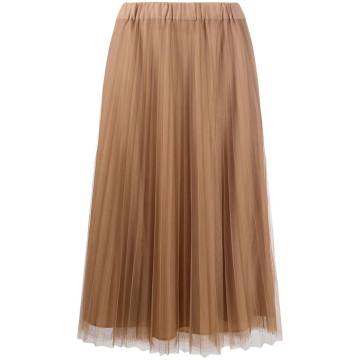 Parallel pleated midi skirt