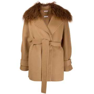 Leak shearling collar coat