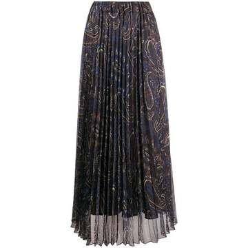 pleated paisley print skirt