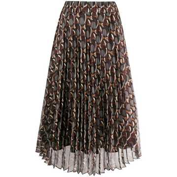 pleated geometric print skirt