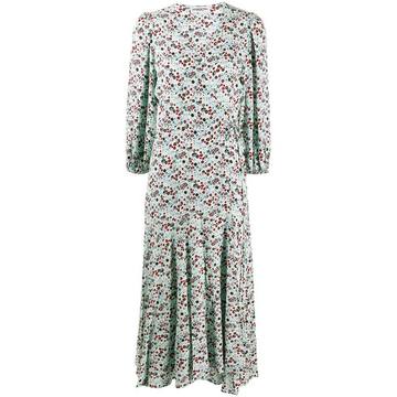 floral long-sleeve flared dress