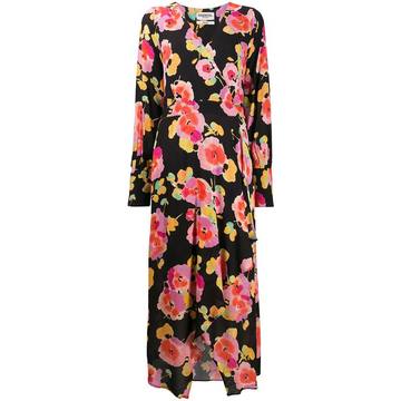 wrap front floral print dress