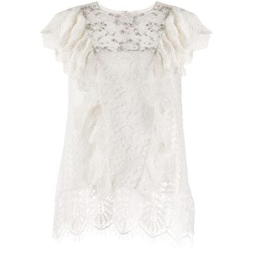 Vala Playa embellished lace blouse