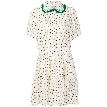 flared floral collar dress