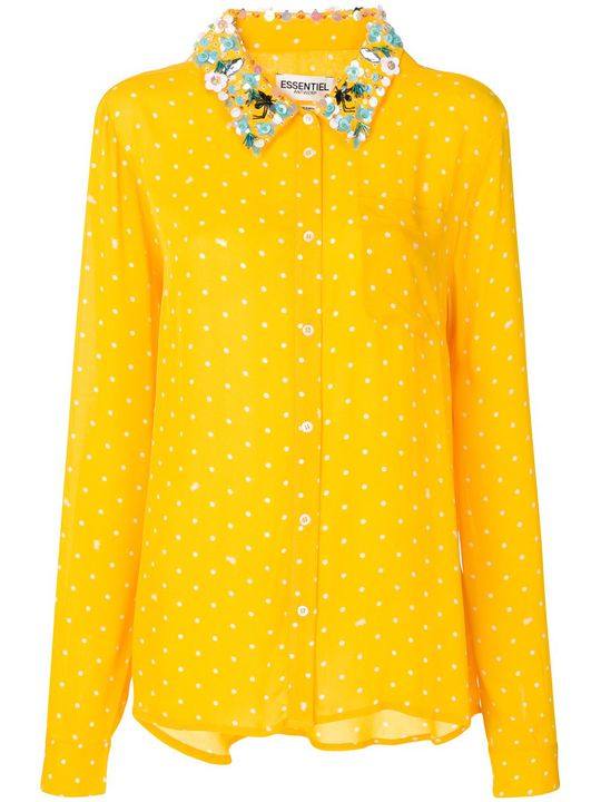 embellished collar polka dot shirt展示图