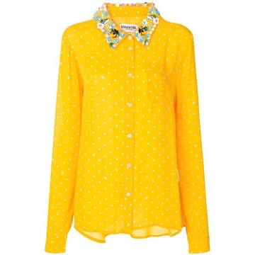 embellished collar polka dot shirt